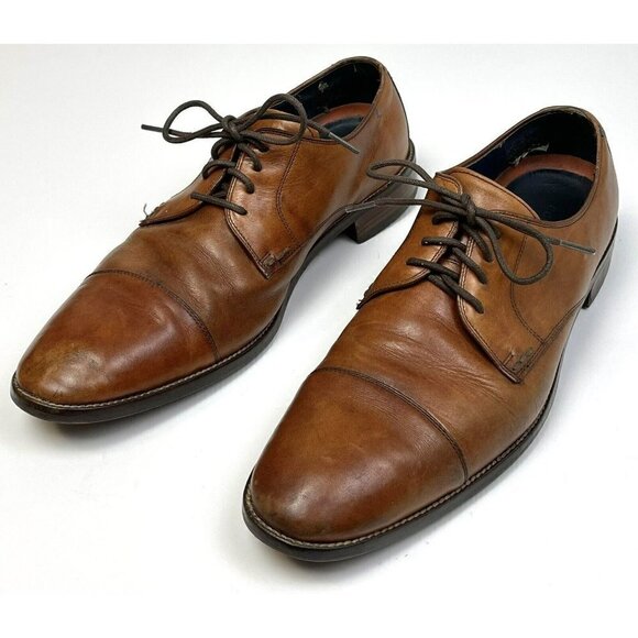 COLE HAAN Mens US 11M British Tan Modern Essentials Cap Toe Oxfords SHOES EUC - Picture 1 of 6